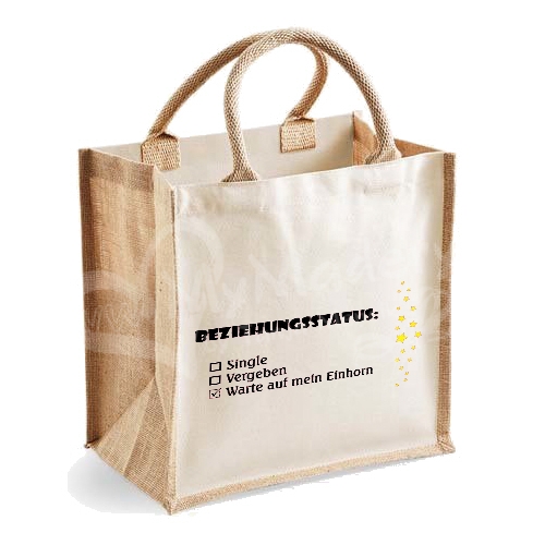 (Bild für) Jutetasche groß "Beziehungsstatus" - zum Schließen ins Bild klicken