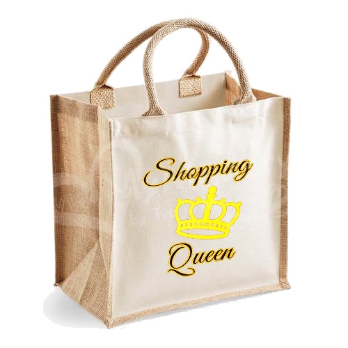 (Bild für) Jutetasche groß "Shopping Queen" - zum Schließen ins Bild klicken