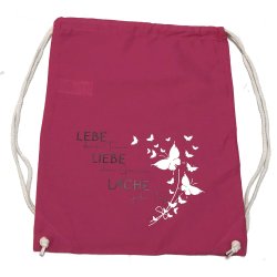 (Bild für) Turnbeutel "Lebe Liebe Lache" pink